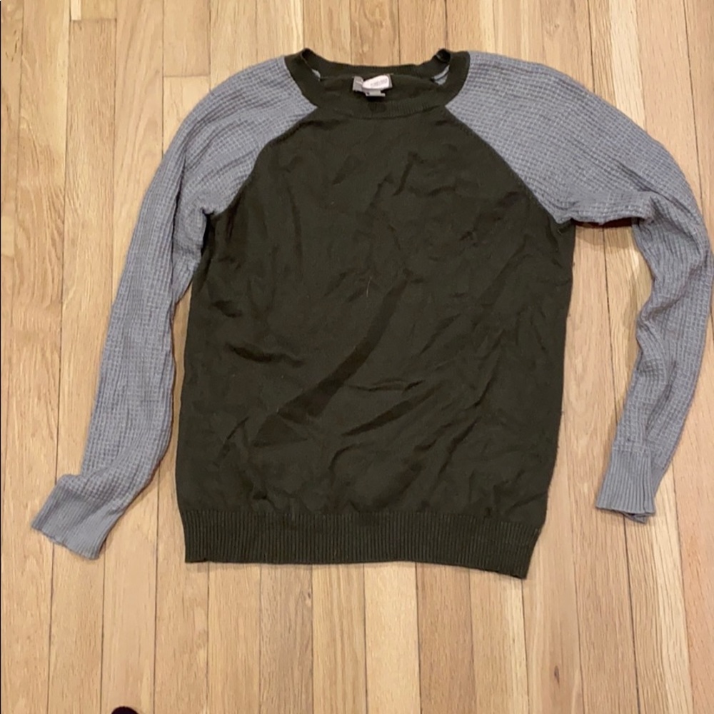 Grey and green sweater